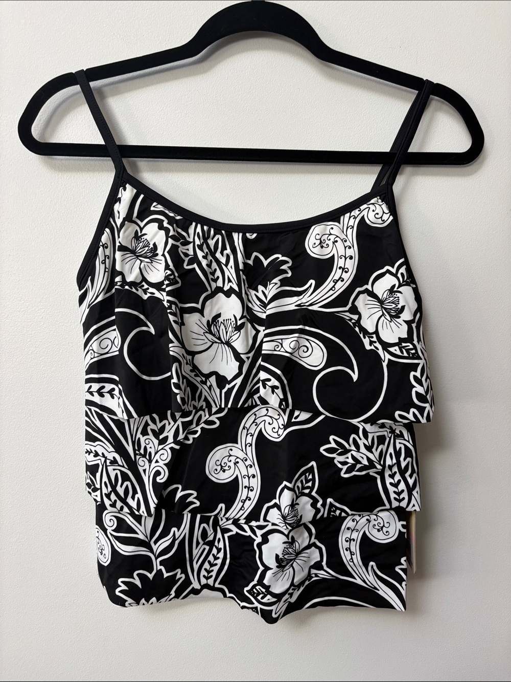 Caribbean Joe RISQUÉ Triple Tier Ruffle Tankini Top,Size 10,NWT